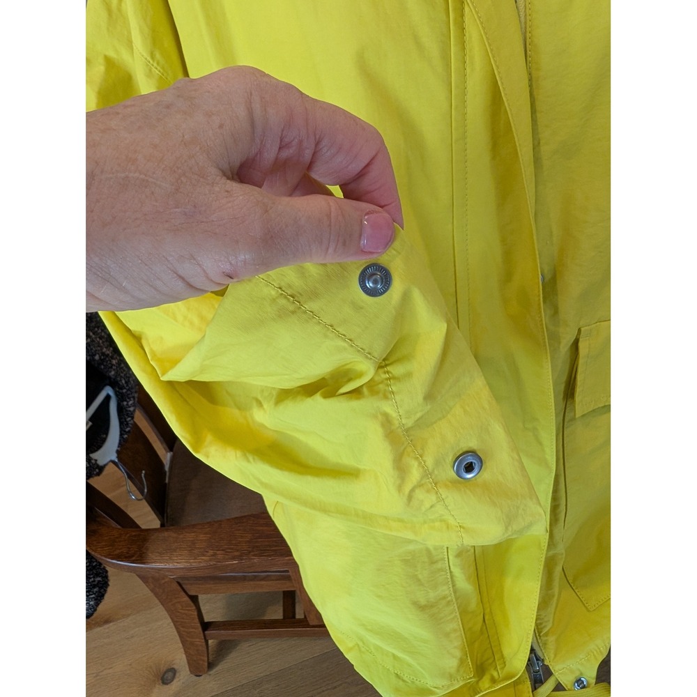 Eileen Fisher Yellow Windbreaker Jacket  Hooded Organic Cotton Nylon Large - Picture 9 of 11